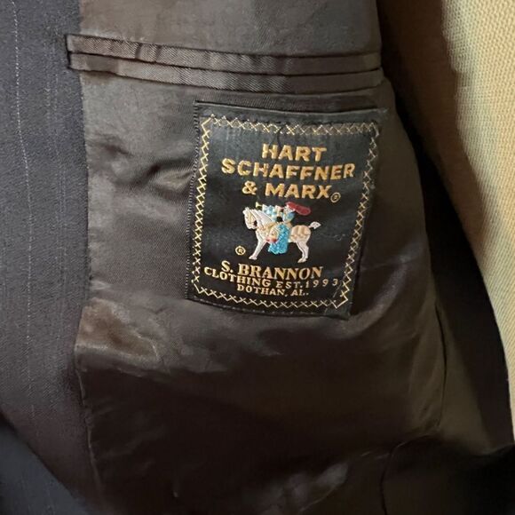 EEUC Men's Hart Schaffner & Marx Black Pinstripe Blazer Sport Coat Size 42R - Picture 4 of 5